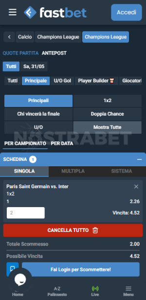 fastbet piazza una scommessa