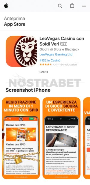 Scarica l'app leovegas ios