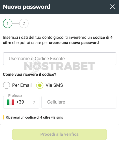 reimpostazione password sisal
