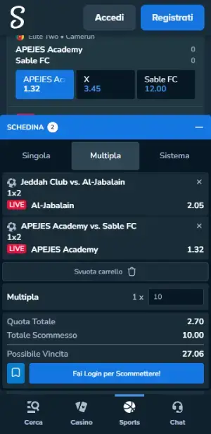 Stake piazza una scommessa