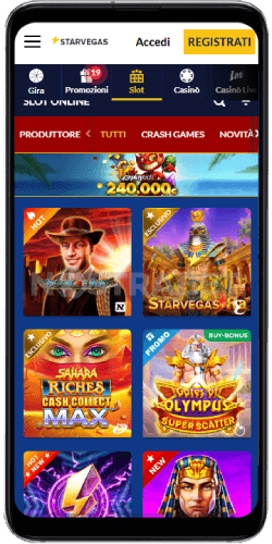 versione mobile del casinò StarVegas