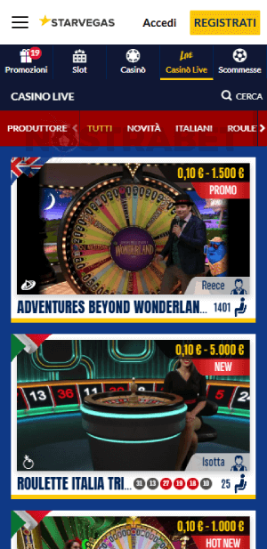 casinò dal vivo di StarVegas