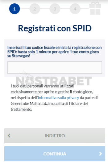 registrazione a StarVegas